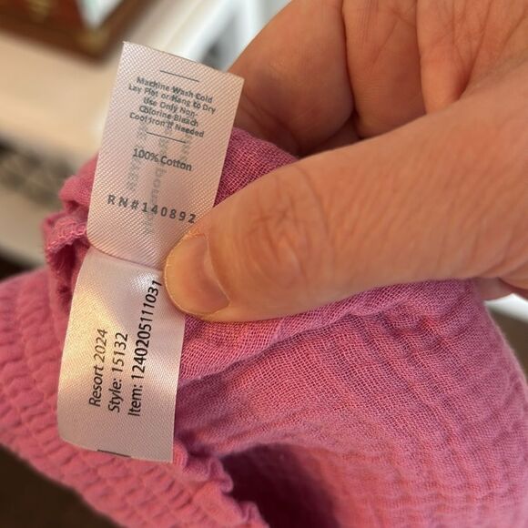 Marine Layer Women Corinne Double Cloth Pink Smocked Waist Shorts large EUC - Picture 11 of 12